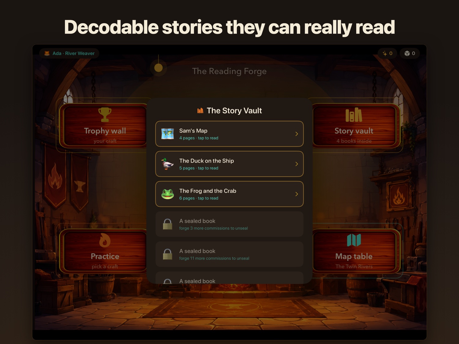 Reading Forge — a decodable Story Vault reader